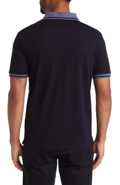 Shop Emporio Armani Tipped Polo In Solid Blue Navy