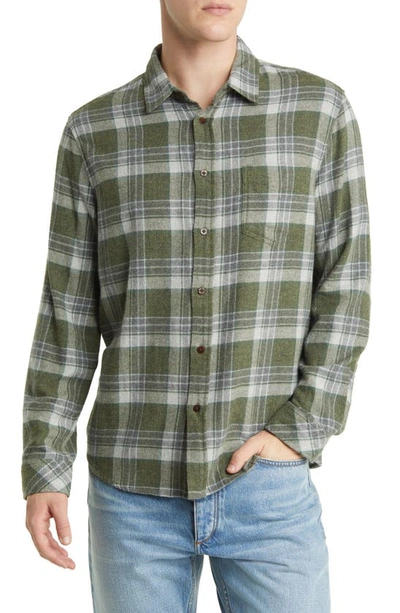 Shop Rails Lennox Relaxed Fit Plaid Cotton Blend Button-up Shirt In Green Hollow Grey Melange