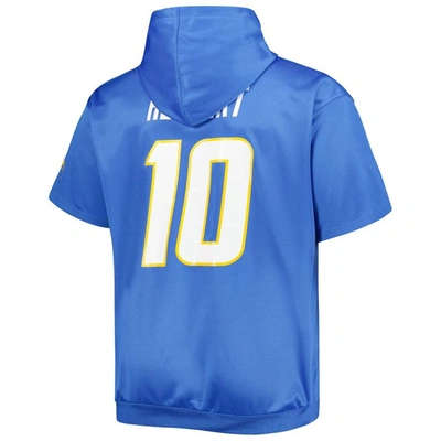 Shop Profile Justin Herbert Powder Blue Los Angeles Chargers Big & Tall Short Sleeve Pullover Hoodie