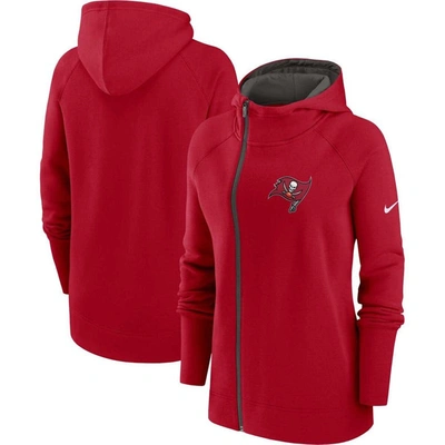 Shop Nike Red Tampa Bay Buccaneers Asymmetrical Raglan Full-zip Hoodie