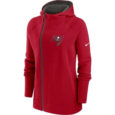 Shop Nike Red Tampa Bay Buccaneers Asymmetrical Raglan Full-zip Hoodie