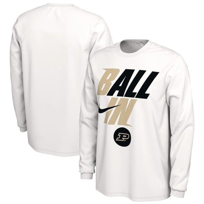 Shop Nike White Purdue Boilermakers Ball In Bench Long Sleeve T-shirt