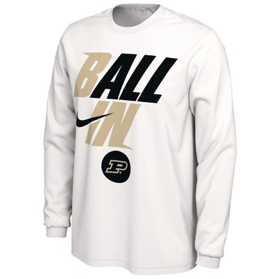 Shop Nike White Purdue Boilermakers Ball In Bench Long Sleeve T-shirt
