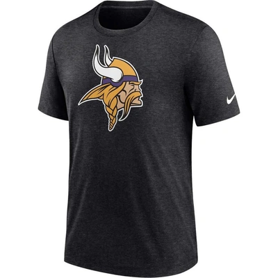 Shop Nike Heather Black Minnesota Vikings Rewind Logo Tri-blend T-shirt