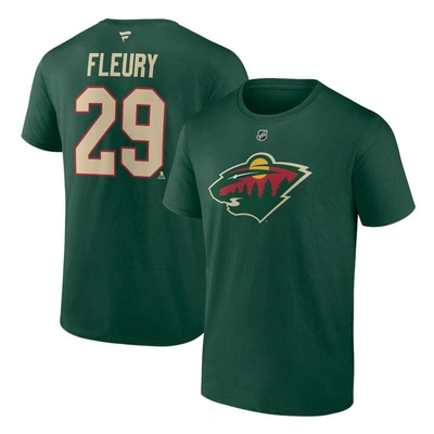 Shop Fanatics Branded Marc-andre Fleury Green Minnesota Wild Authentic Stack Name & Number T-shirt
