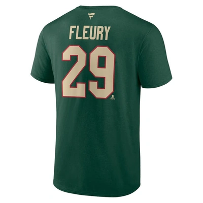 Shop Fanatics Branded Marc-andre Fleury Green Minnesota Wild Authentic Stack Name & Number T-shirt