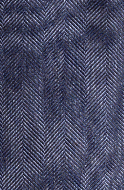 Shop Brunello Cucinelli Herringbone Wool, Silk & Linen Blazer In C007-denim