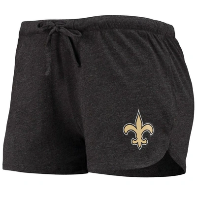 Shop Concepts Sport Black New Orleans Saints Meter Knit Long Sleeve Raglan Top & Shorts Sleep Set