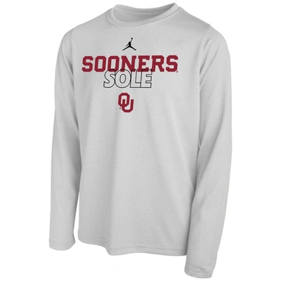 Shop Jordan Brand Youth   White Oklahoma Sooners 2023 On Court Sole Bench T-shirt