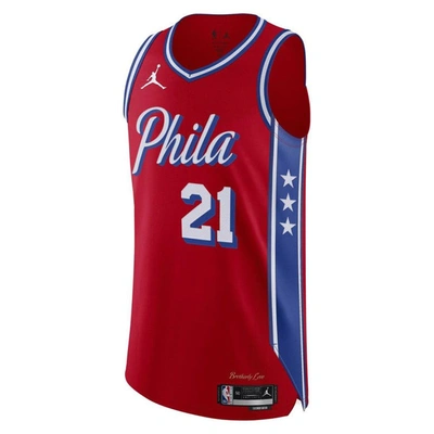 Shop Jordan Brand Joel Embiid Red Philadelphia 76ers Authentic Player Jersey