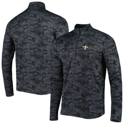 Shop Antigua Black New Orleans Saints Brigade Quarter-zip Sweatshirt