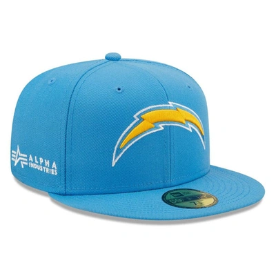 Shop New Era X Alpha Industries Powder Blue Los Angeles Chargers Alpha 59fifty Fitted Hat