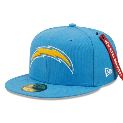Shop New Era X Alpha Industries Powder Blue Los Angeles Chargers Alpha 59fifty Fitted Hat