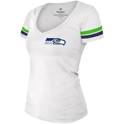 Shop Majestic Fanatics Branded Dk Metcalf White Seattle Seahawks Fashion Player Name & Number V-neck T-shirt