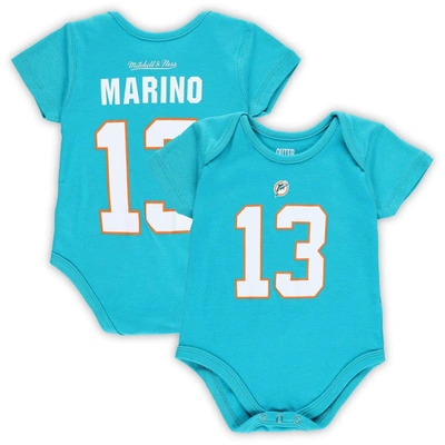 Shop Mitchell & Ness Infant  Dan Marino Aqua Miami Dolphins Mainliner Retired Player Name & Number Bodysui