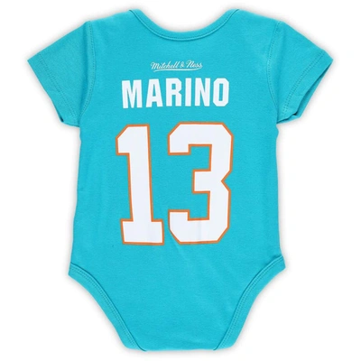 Shop Mitchell & Ness Infant  Dan Marino Aqua Miami Dolphins Mainliner Retired Player Name & Number Bodysui