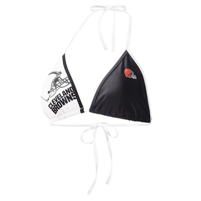 Shop G-iii 4her By Carl Banks Black/white Cleveland Browns Play Action Bikini Top