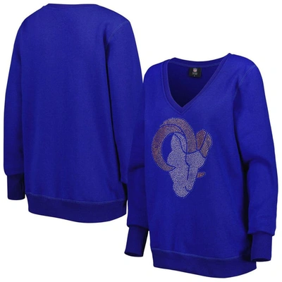 Shop Cuce Royal Los Angeles Rams Deep V-neck Pullover Sweatshirt