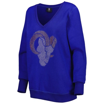 Shop Cuce Royal Los Angeles Rams Deep V-neck Pullover Sweatshirt