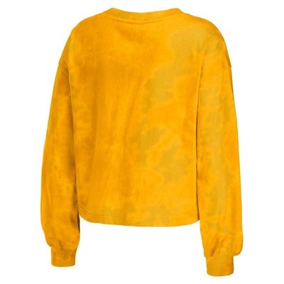 Shop Wear By Erin Andrews Gold Los Angeles Rams Tie-dye Cropped Pullover Sweatshirt & Shorts Lounge Set