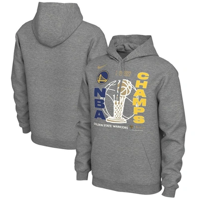 Shop Nike Heathered Gray Golden State Warriors 2022 Nba Finals Champions Locker Room Pullover Hoodie In Heather Gray