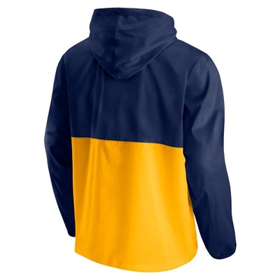 Shop Fanatics Branded Navy/gold Utah Jazz Anorak Block Party Windbreaker Half-zip Hoodie Jacket