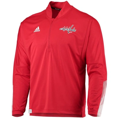 Shop Adidas Originals Adidas Red Washington Capitals Primeblue Quarter-zip Jacket