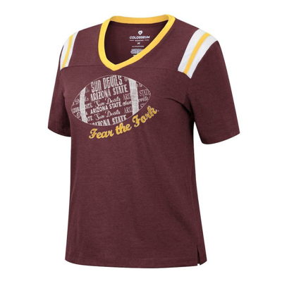 Shop Colosseum Heathered Maroon Arizona State Sun Devils 15 Min Early Football V-neck T-shirt