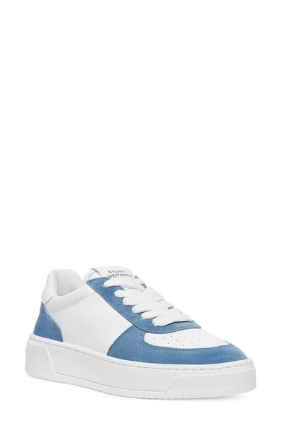 Shop Stuart Weitzman Courtside Sneaker In White/ Blue Steel Leather