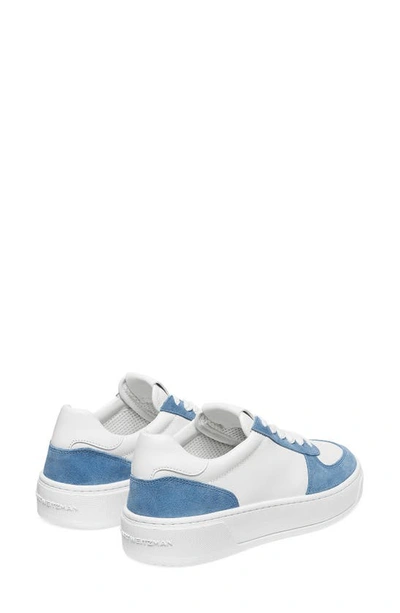 Shop Stuart Weitzman Courtside Sneaker In White/ Blue Steel Leather