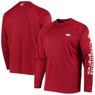 Shop Columbia Cardinal Arkansas Razorbacks Terminal Tackle Omni-shade Raglan Long Sleeve T-shirt