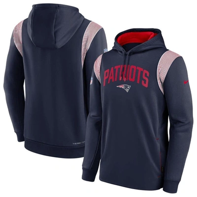 Shop Nike Navy New England Patriots Sideline Athletic Stack Performance Pullover Hoodie