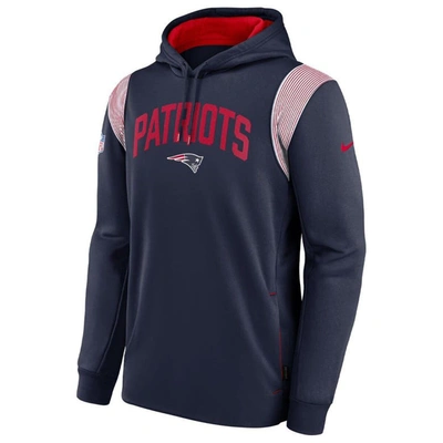 Shop Nike Navy New England Patriots Sideline Athletic Stack Performance Pullover Hoodie