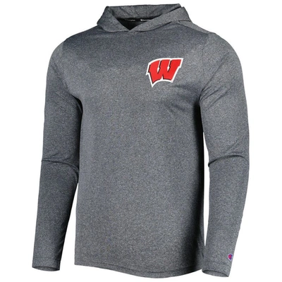 Shop Knights Apparel Champion Gray Wisconsin Badgers Hoodie Long Sleeve T-shirt