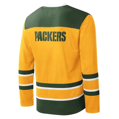 Shop Starter Gold Green Bay Packers Cross-check V-neck Long Sleeve T-shirt