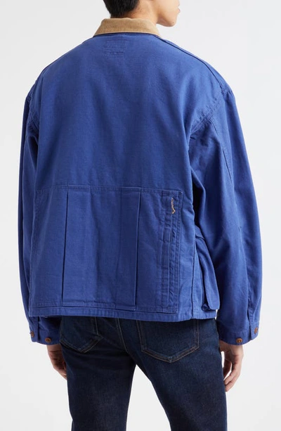 Shop Beams Heavy Cotton Oxford Hunting Jacket In Blue