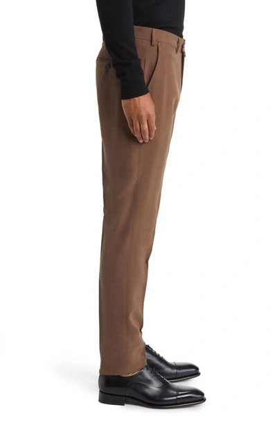Shop Emporio Armani Flat Front Trousers In Brown