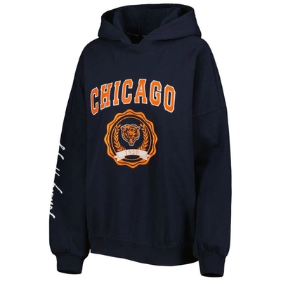 Shop Tommy Hilfiger Navy Chicago Bears Becca Drop Shoulder Pullover Hoodie