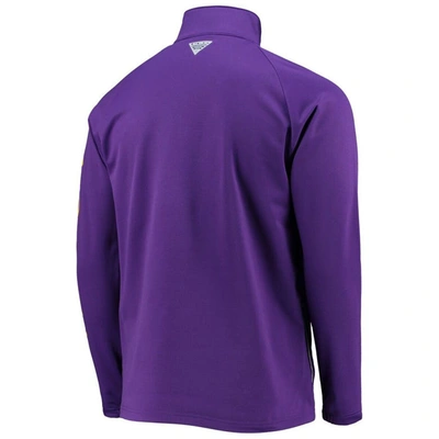 Shop Columbia Purple Lsu Tigers Terminal Tackle Fleece Raglan Omni-shade Quarter-zip Jacket