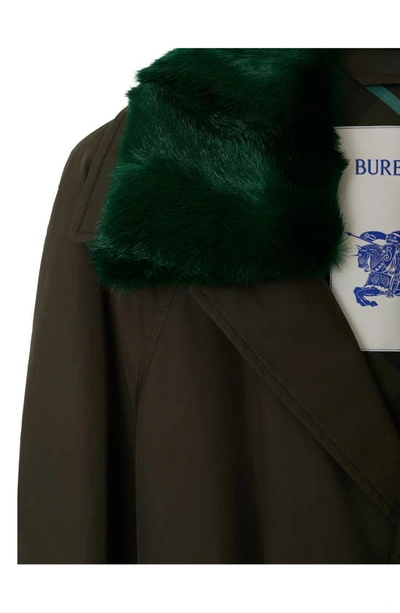 Shop Burberry Lambeth Oversize Water Resistant Raincoat With Removable Faux Fur Trim In Otter