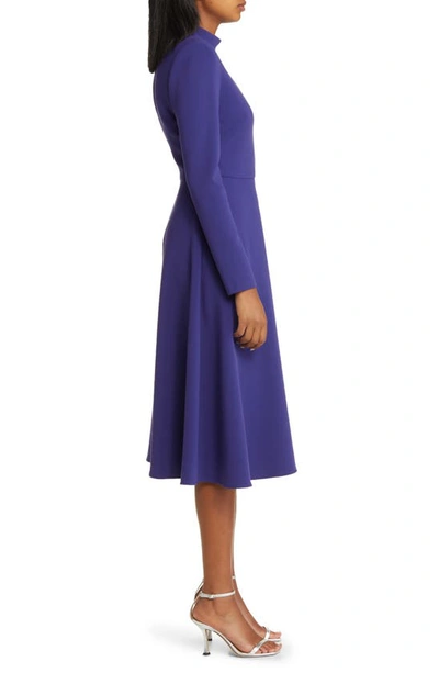 Shop Black Halo Antonia Mock Neck Long Sleeve Midi Dress In Dark Indigo