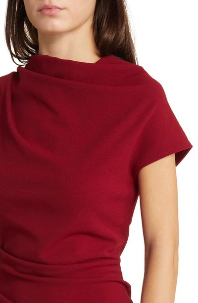 Nikki Lund Marilyn Ruched Knit Dress In Burgundy