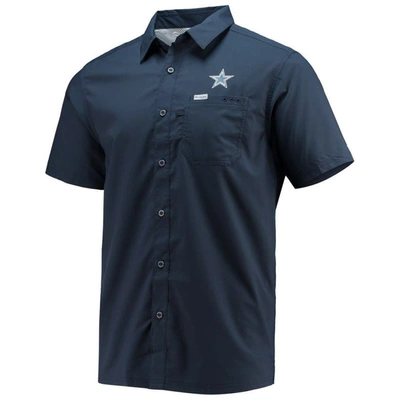 Shop Columbia Navy Dallas Cowboys Slack Tide Fish Omni-shade Button-up Shirt