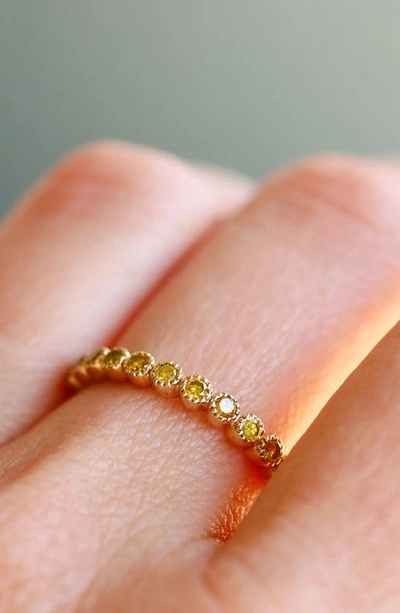Shop Sethi Couture Yellow Diamond Bezel Band Ring In Yellow Gold
