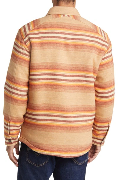 Shop Pendleton Bay City High Pile Fleece Lined Shirt Jacket In Ralston Stripe Tan