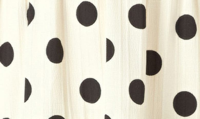Shop English Factory Polka Dot Ruffle Trim Midi Dress In Ivory/ Black
