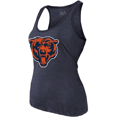 Shop Majestic Threads Justin Fields Heathered Navy Chicago Bears Name & Number Tri-blend Tank Top