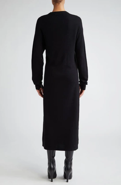 Shop Maria Mcmanus Knot Long Sleeve Recycled Cashmere & Organic Cotton Sweater Dress In Black