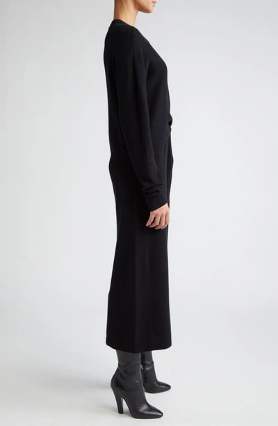 Shop Maria Mcmanus Knot Long Sleeve Recycled Cashmere & Organic Cotton Sweater Dress In Black