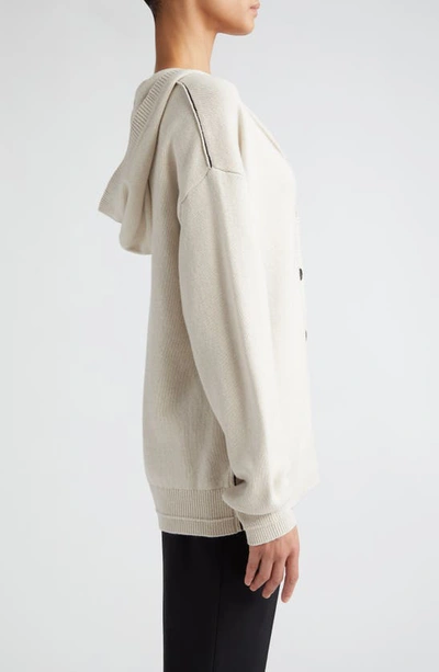 Shop Maria Mcmanus Hooded Recycled Cashmere & Organic Cotton Cardigan In Crema